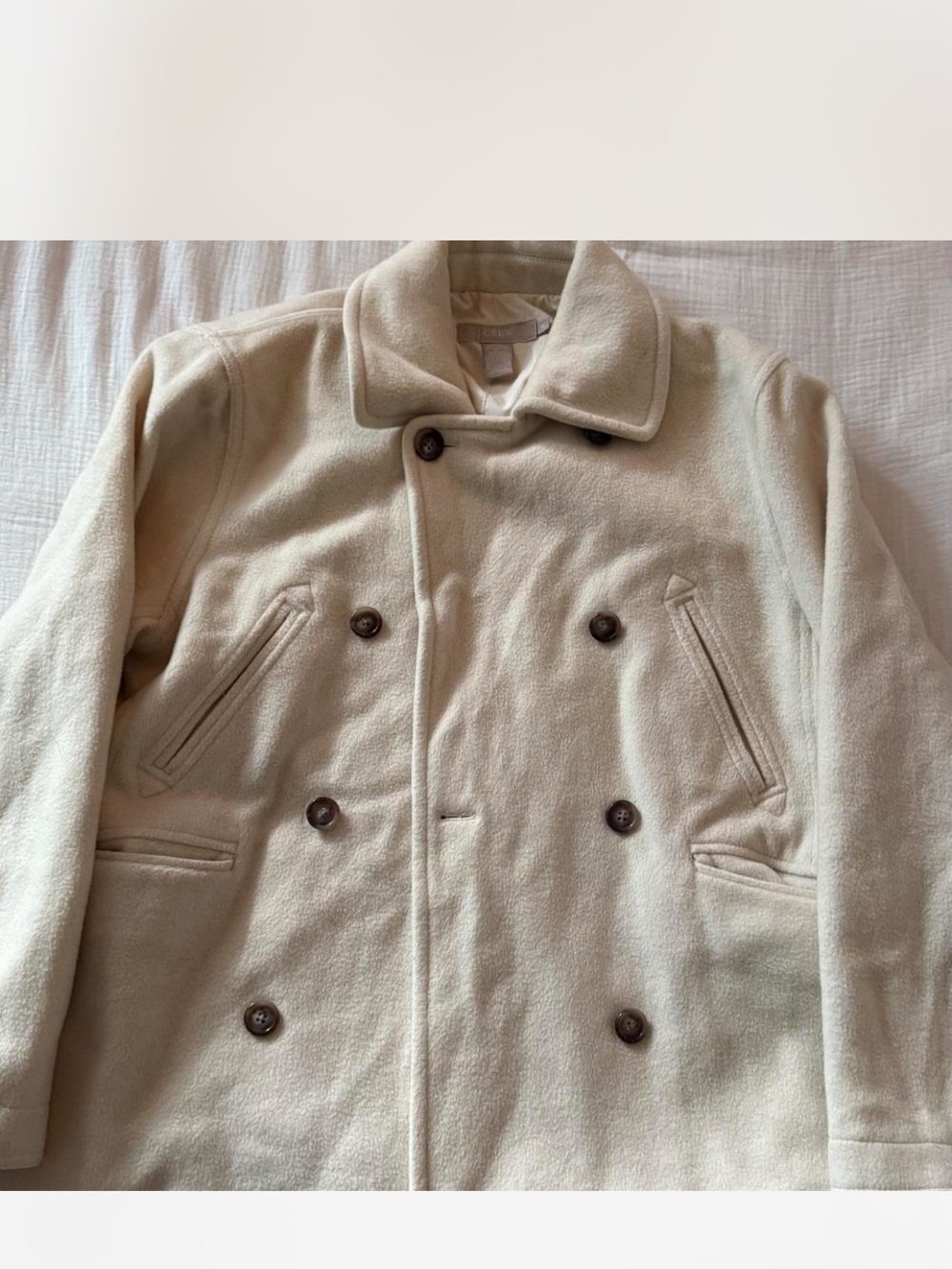 J. Crew Cream Double-Breasted Wool Pea Coat